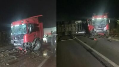 Acidente com caminhão-tanque interdita BR-101 em Laje e gera caos