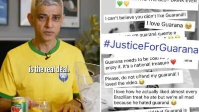 Sadiq Khan elogia Guaraná após beber a versão gelada em evento