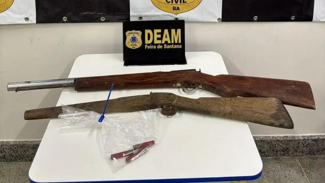 Suspeito preso em flagrante por ameaçar tia e posse ilegal de espingardas na Bahia